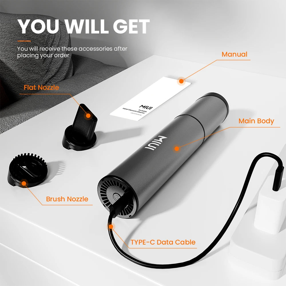 Mini Portable Vacuum Cleaner Cordless Handheld Vacuum with 3 Suction heads Easy to Clean for Desktop Keyboard & Car (USB)