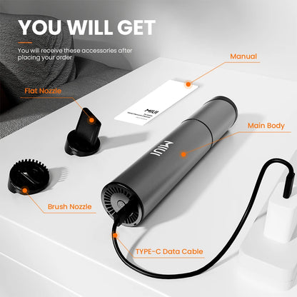 Mini Portable Vacuum Cleaner Cordless Handheld Vacuum with 3 Suction heads Easy to Clean for Desktop Keyboard & Car (USB)